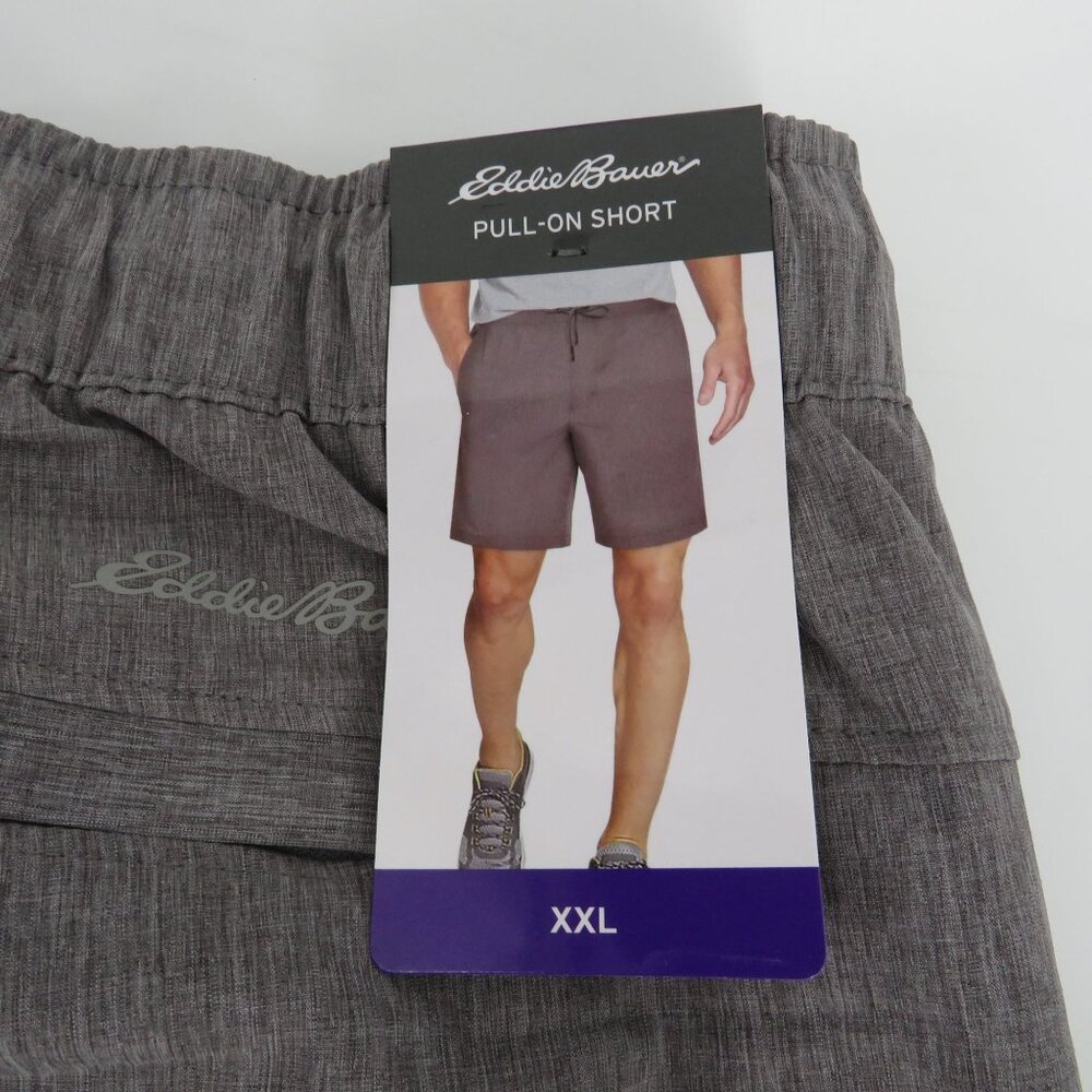 Eddie Bauer Mens XXL Pull-On Shorts Gray Stretch Water Repellent UPF 50+ NWT $60